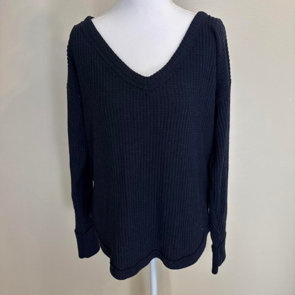 Hollister Blue Waffle Knit Scoop Neck Sweater Women's Sz S